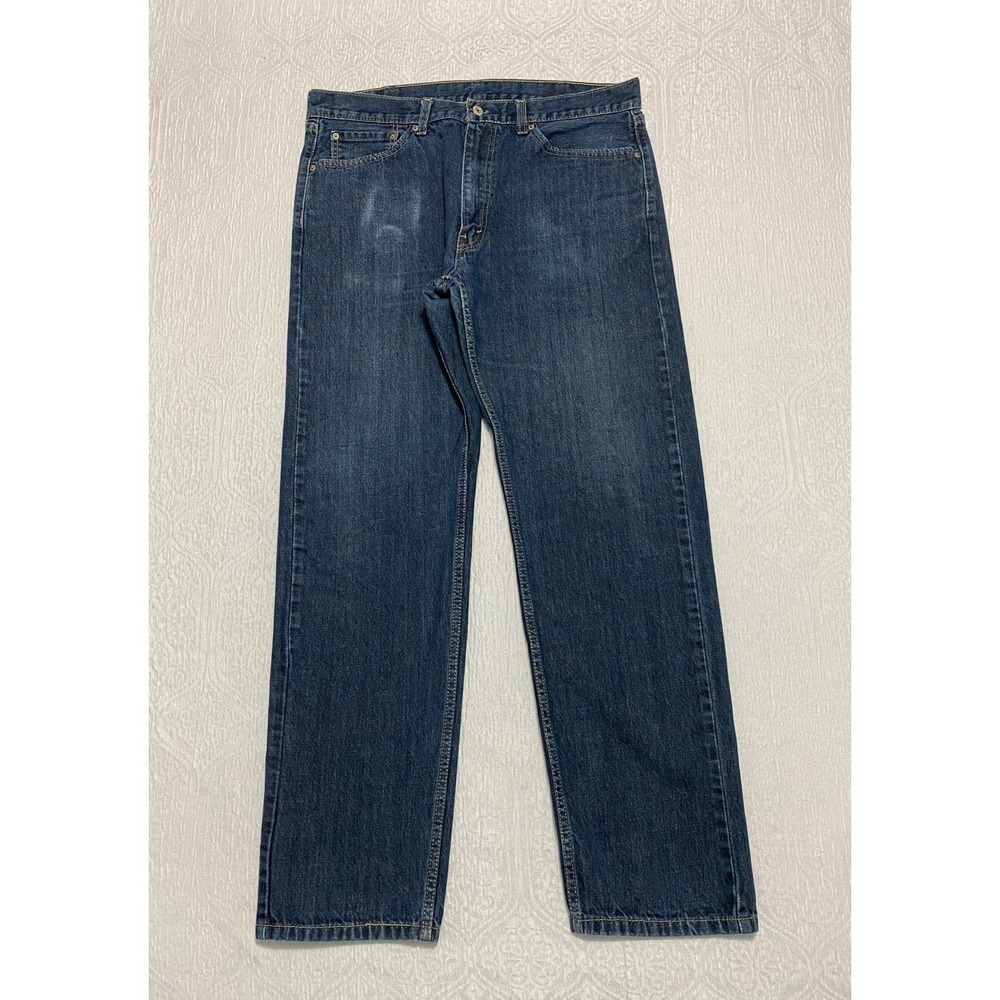 Levis 505 Mens Jeans Size 38×34 Blue Denim Regular Fit Straight Denim Pants